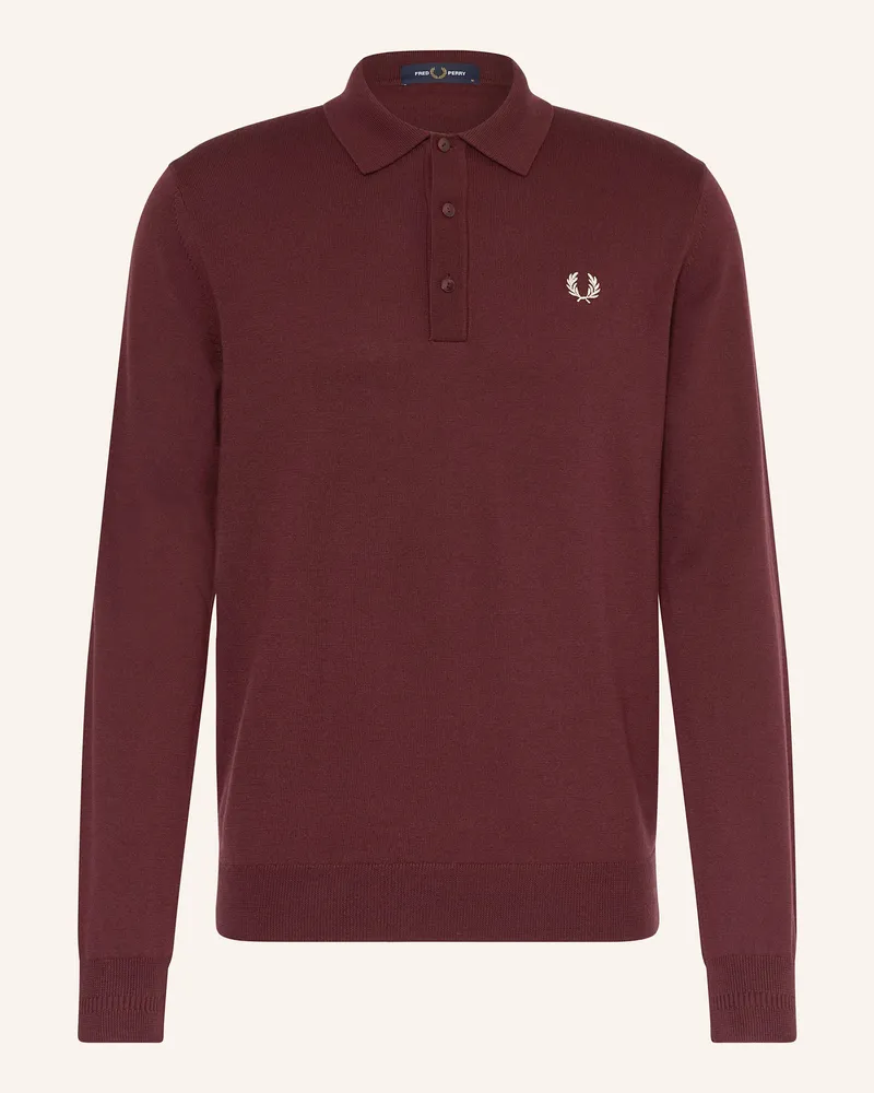 Fred Perry Strick-Poloshirt Dunkelrot