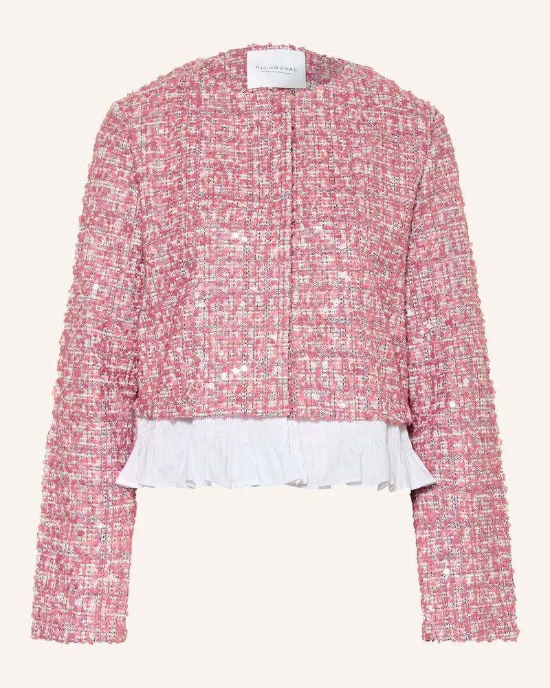 Rich&Royal Kastenjacke Aus Tweed Mit Pailletten Und Rüschen rot Hellrot
