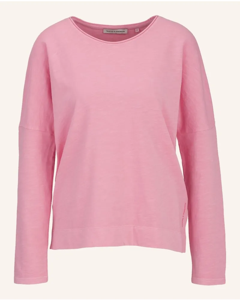 Trusted Handwork Round Neck 1/1-Sleeve T-Shirt w.Dropped Shoulder Pink