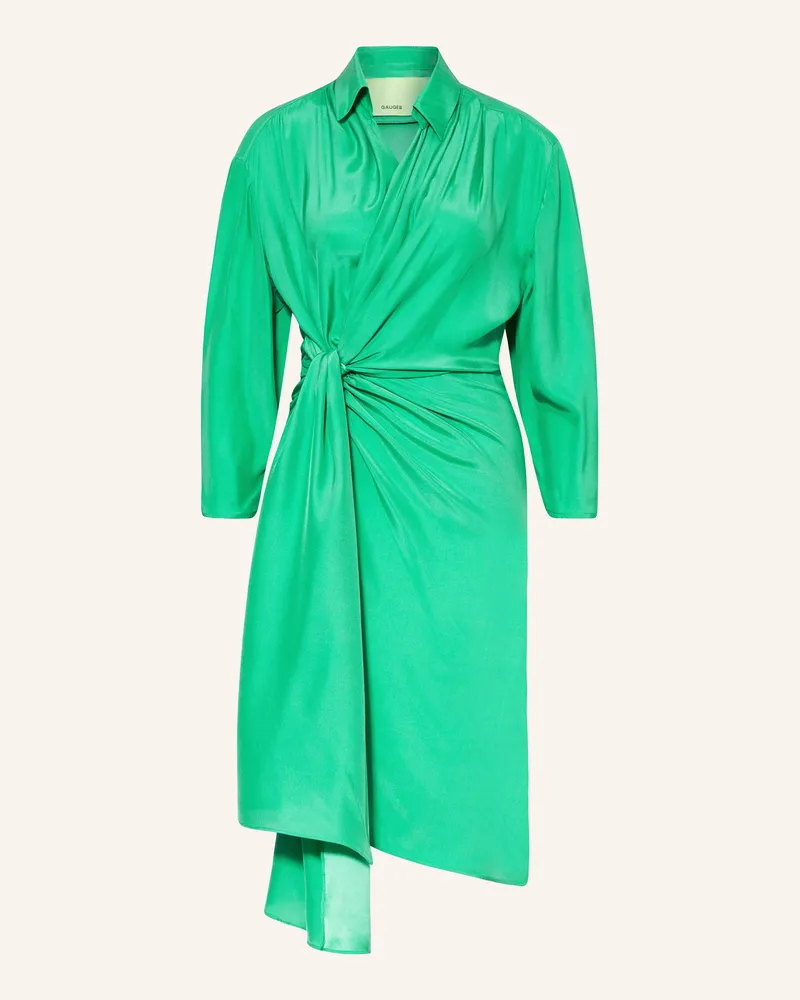 GAUGE81 Wickelkleid MIYA aus Seide mit 3/4-Arm Grün