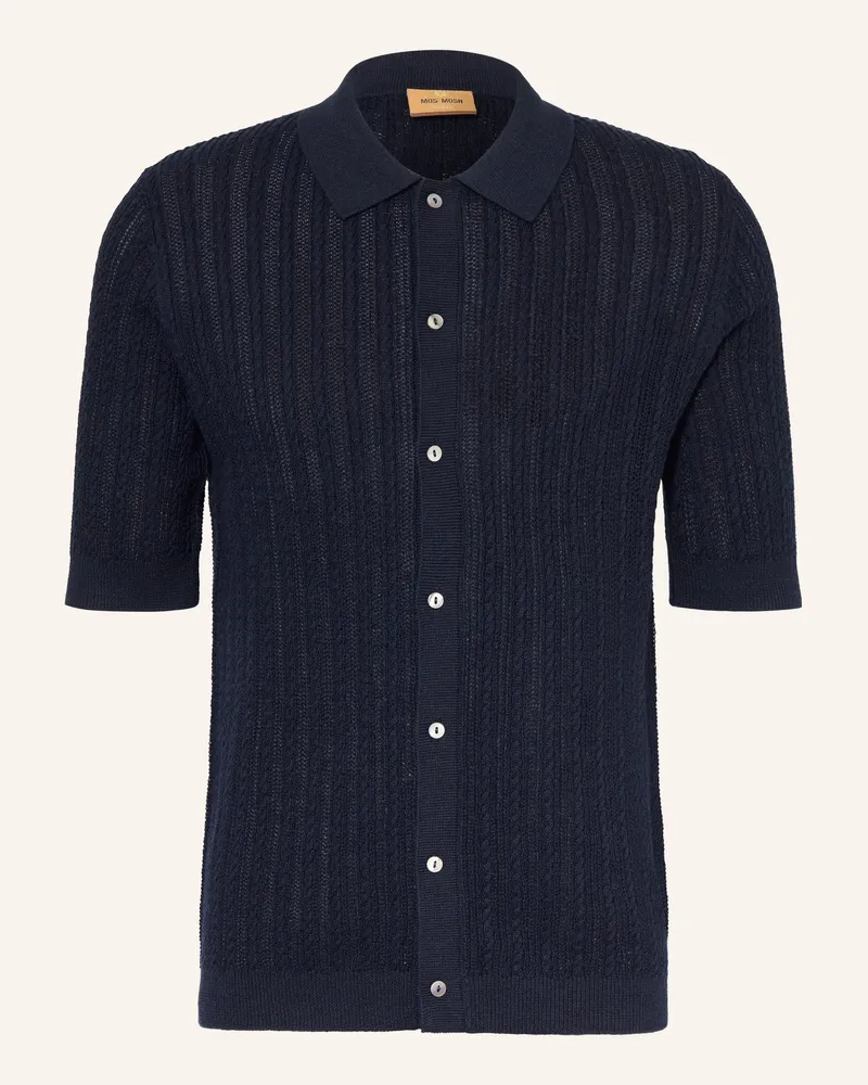 Mos Mosh Strickhemd Mmgdario Slim Fit blau Dunkelblau