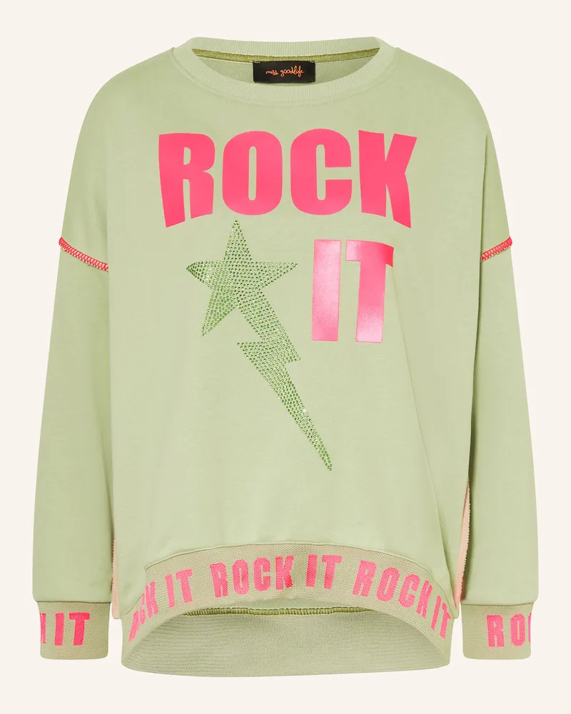Miss Goodlife Sweatshirt ROCK IT mit Schmucksteinen Hellgrün