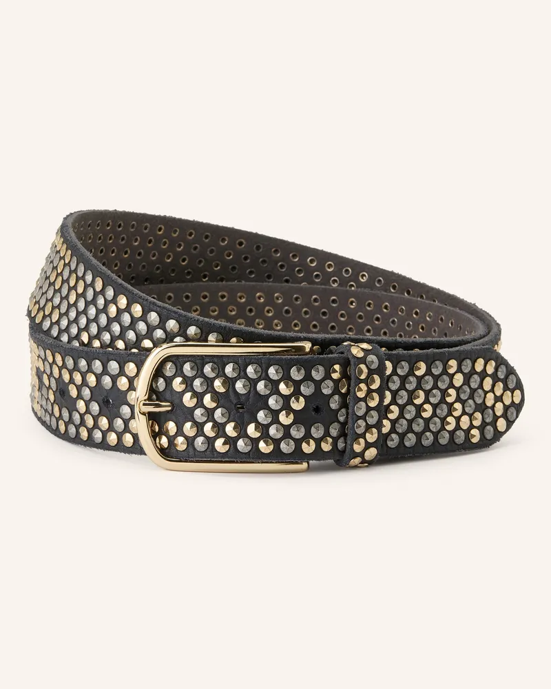 b.belt Ledergürtel ZOE mit Nieten Dunkelgrau