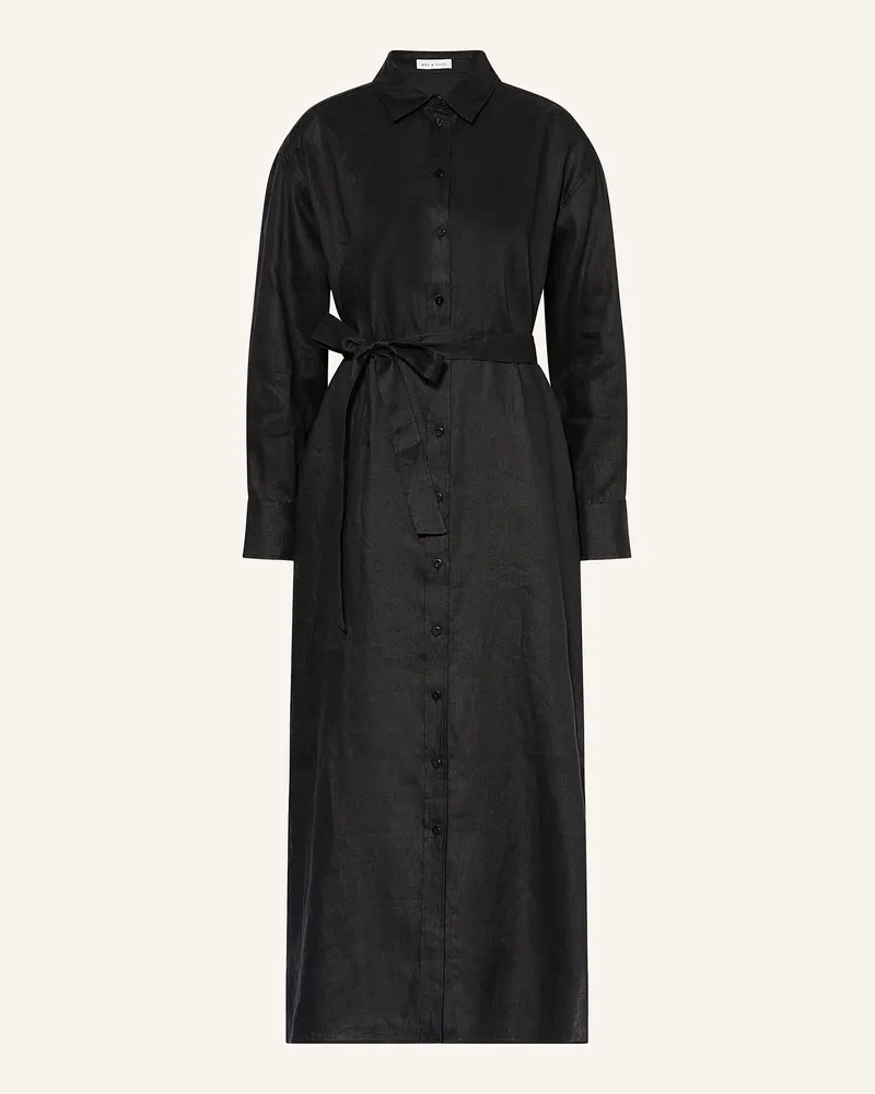 Mrs & HUGS Hemdblusenkleid aus Leinen Schwarz