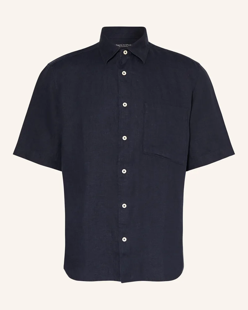 Marc O'Polo Kurzarm-Hemd Regular Fit Aus Leinen blau Dunkelblau