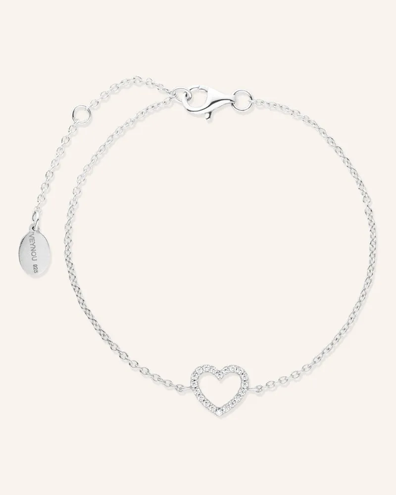 VEYNOU Armband HERZ aus 14 Karat Weißgold und Diamanten Weissgold