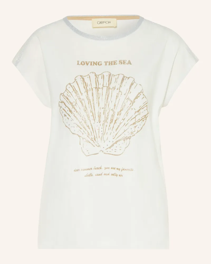 Cartoon T-Shirt Mit Schmucksteinen Und Glitzergarn beige Ecru