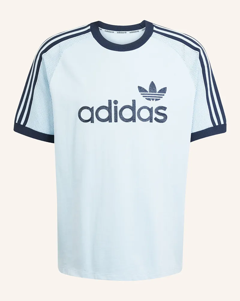 adidas T-Shirt PREMIUM KNITTED im Materialmix Hellblau