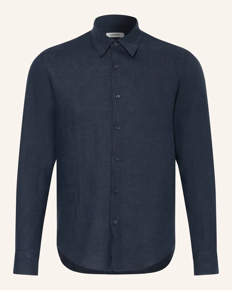 Sandro Leinenhemd Regular Fit blau Dunkelblau