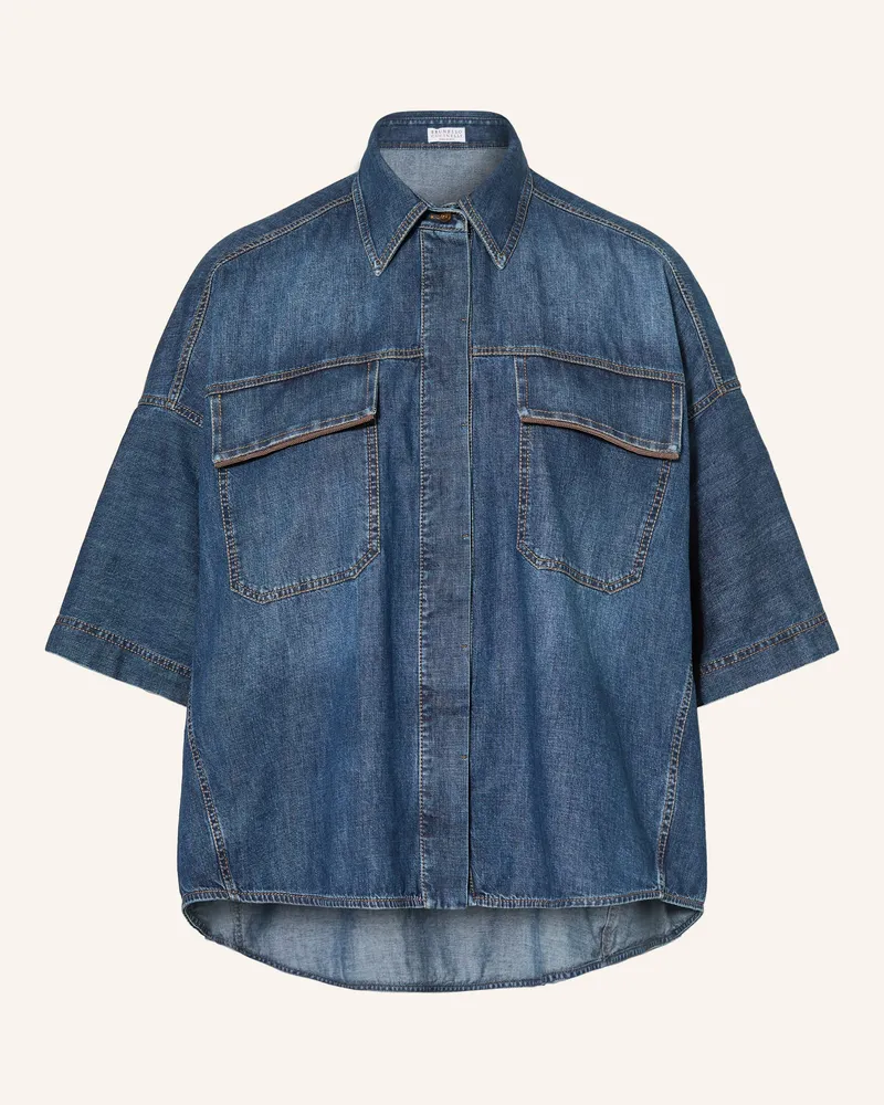 Brunello Cucinelli Jeansbluse Mit Schmucksteinen blau Blau