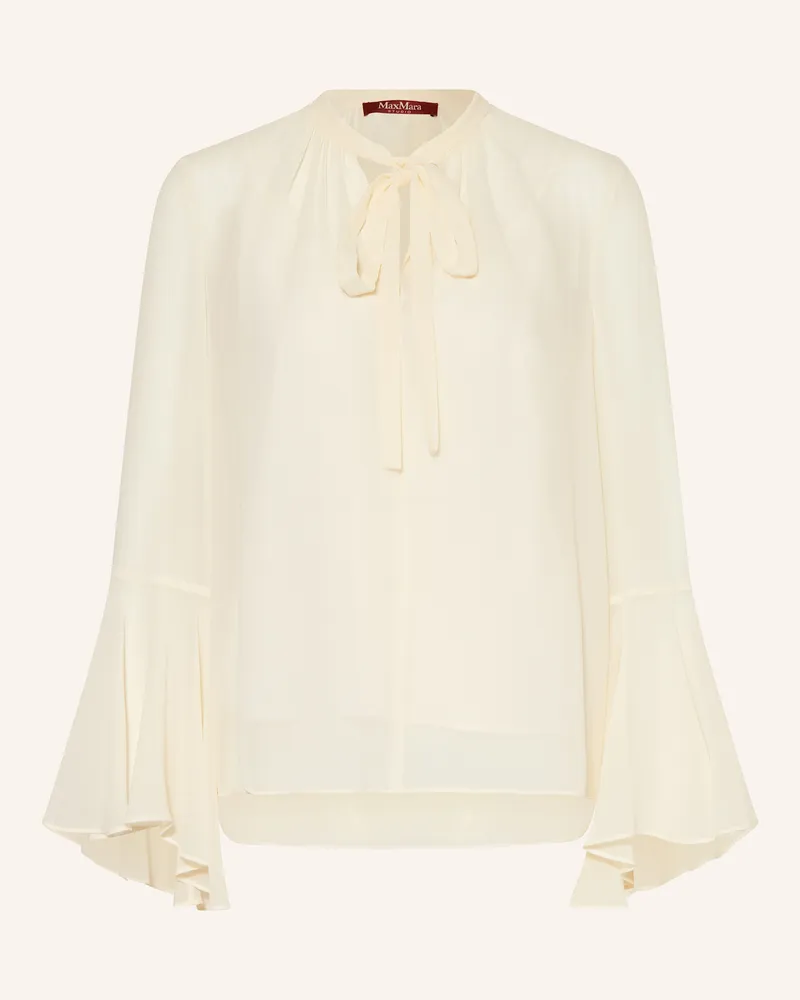 Max Mara Schluppenbluse CUBA aus Seide mit Volants Weiss