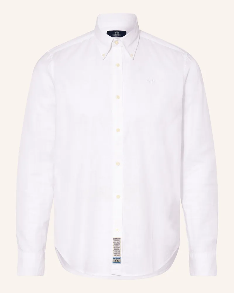La Martina Hemd Regular Fit Mit Leinen weiss Weiss