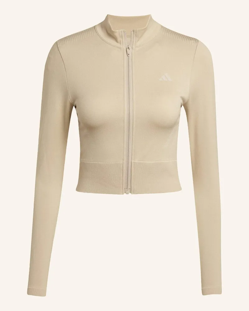 adidas WORKOUT ESSENTIALS STRICKJACKE MIT DURCHGEHENDEM REISSVERSCHLUSS Beige