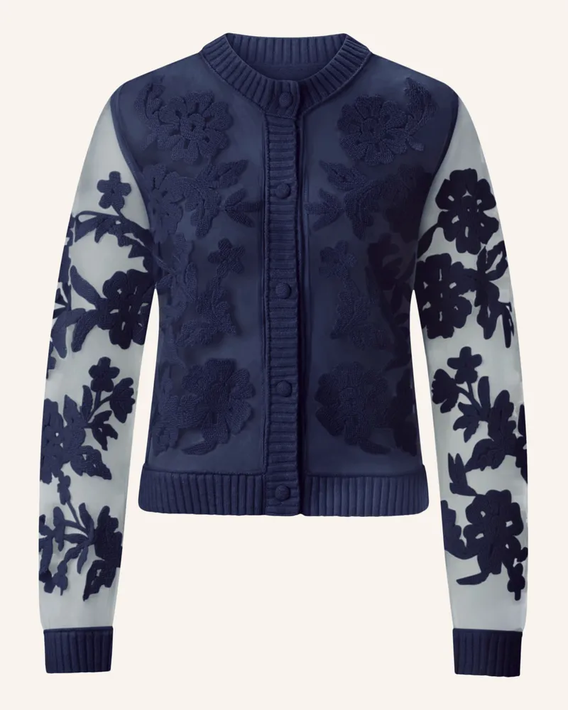 Rich&Royal Strickjacke Im Materialmix blau Dunkelblau