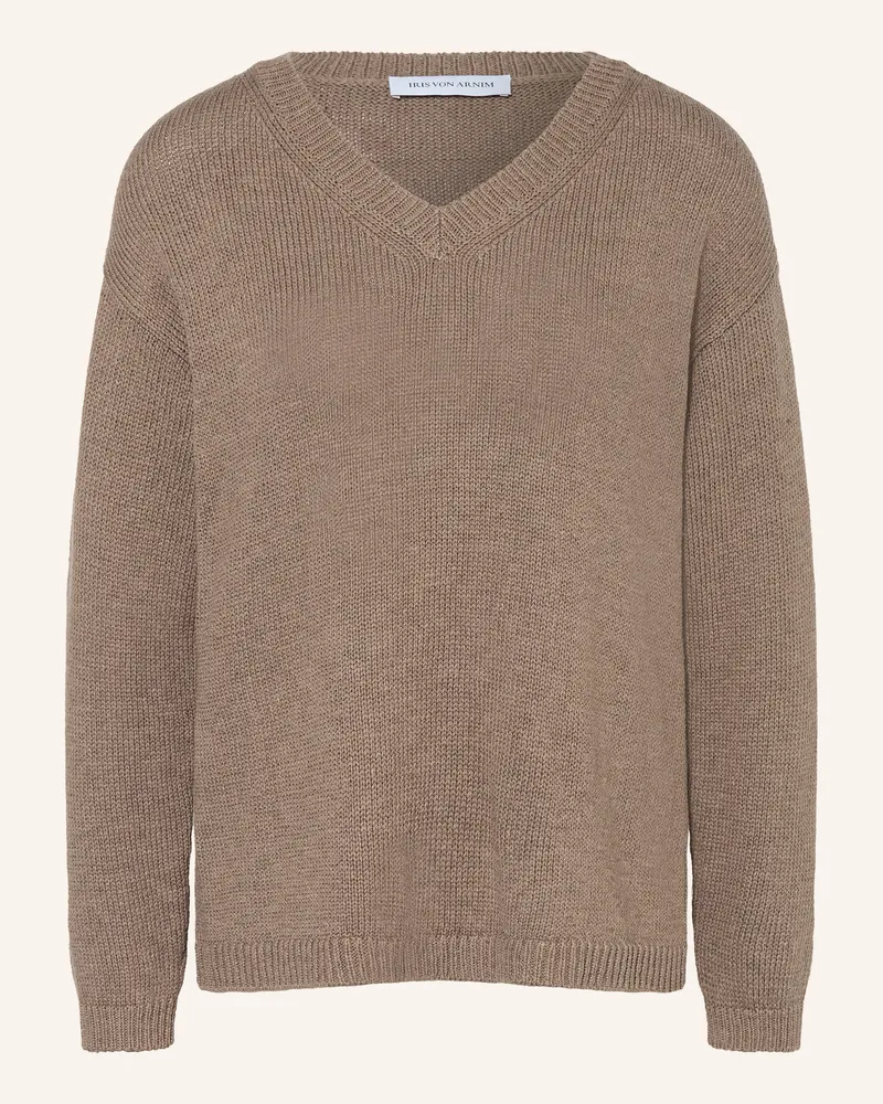 Iris von Arnim Pullover DIONA mit Seide und Leinen Taupe