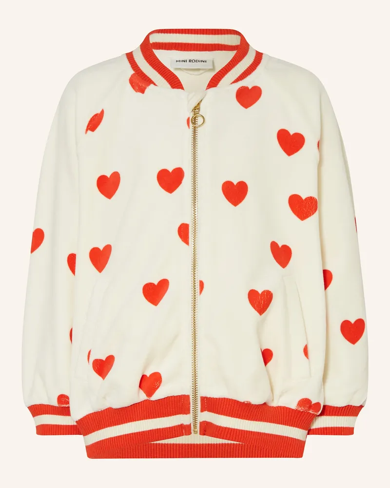 Mini Rodini Sweatjacke Aus Samt weiss Ecru