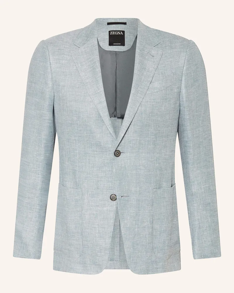 Ermenegildo Zegna Sakko Slim Fit Mit Leinen blau Hellblau
