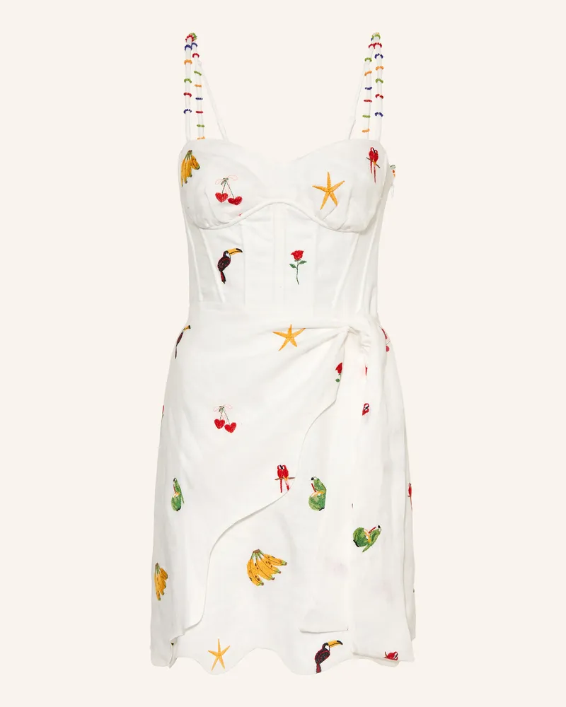 FARM Rio Leinenkleid Mit Schmucksteinen weiss Weiss