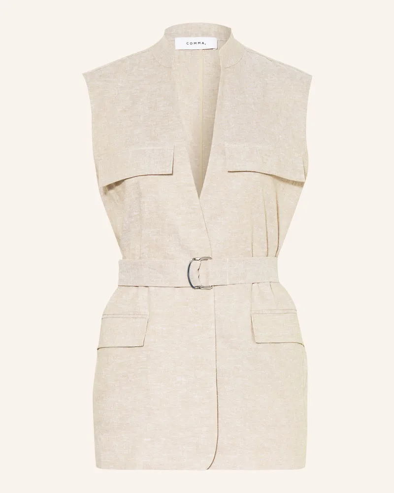 COMMA Blazerweste mit Leinen Beige