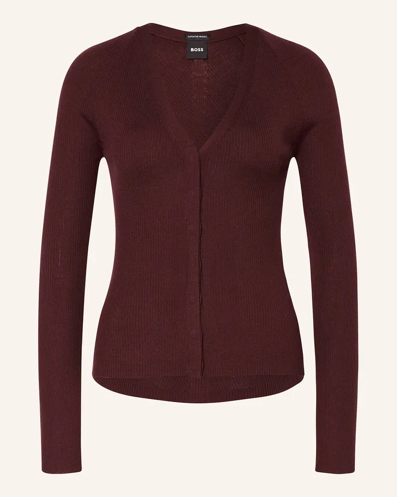 HUGO BOSS Strickjacke FRIVA Dunkellila