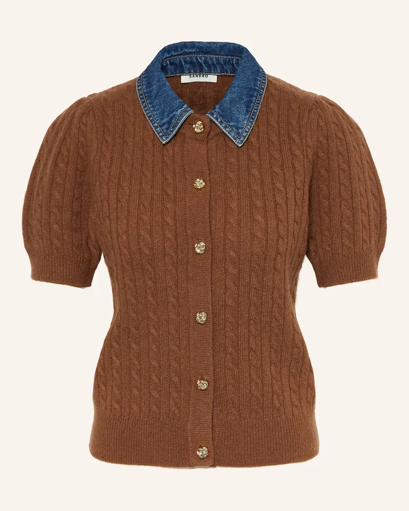 Sandro Strickjacke Mit Abnehmbarem Kragen braun Braun
