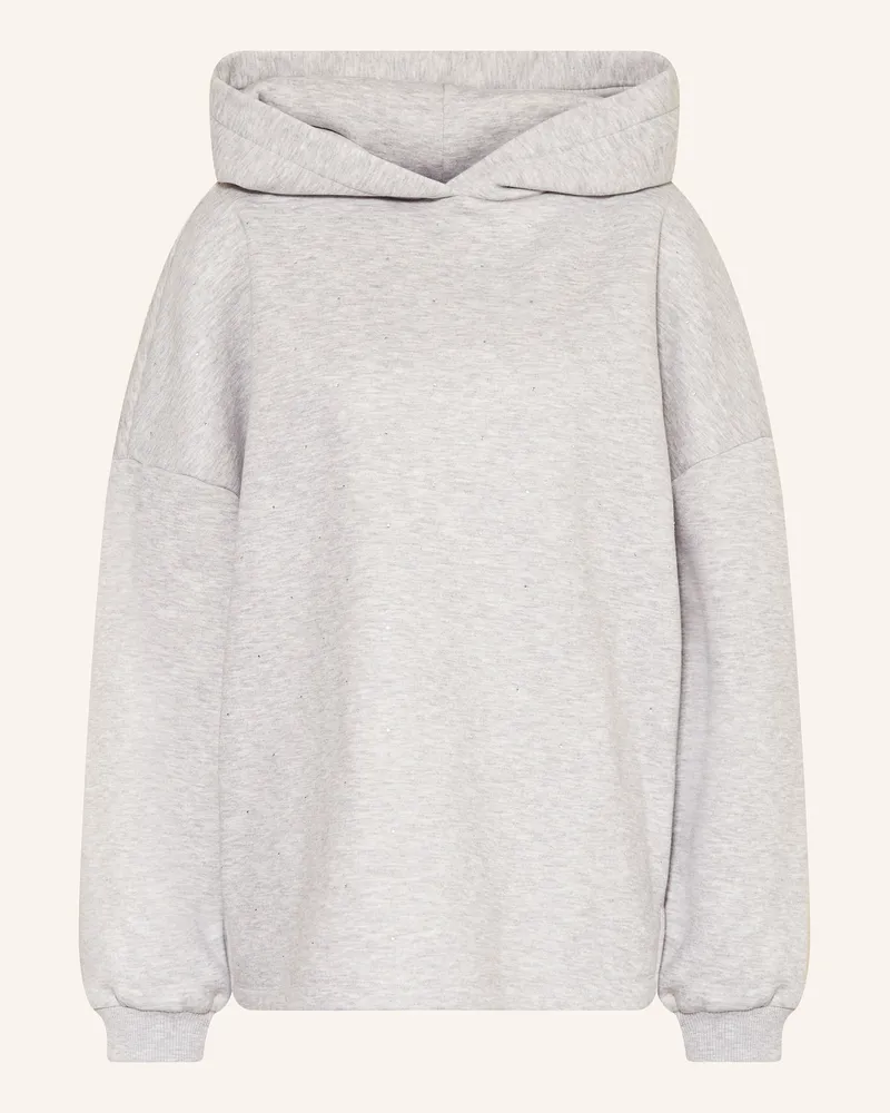 Rich&Royal Hoodie mit Schmucksteinen Hellgrau