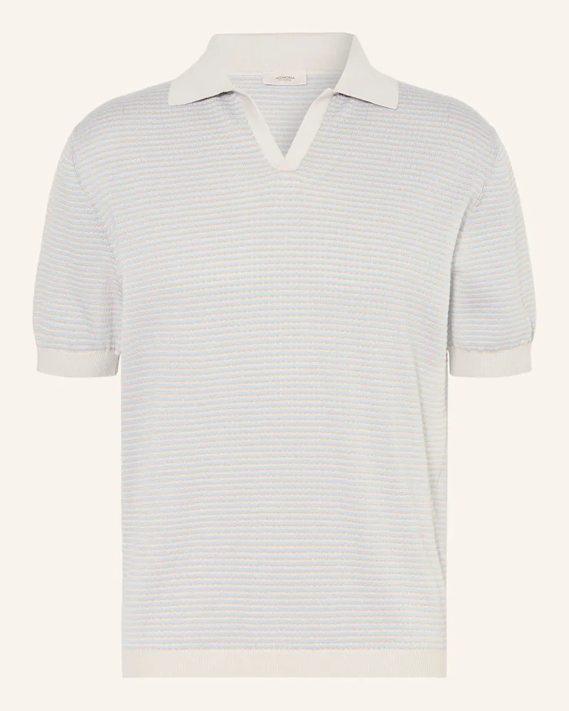 AGNONA Strick-Poloshirt mit Leinen Hellgrau