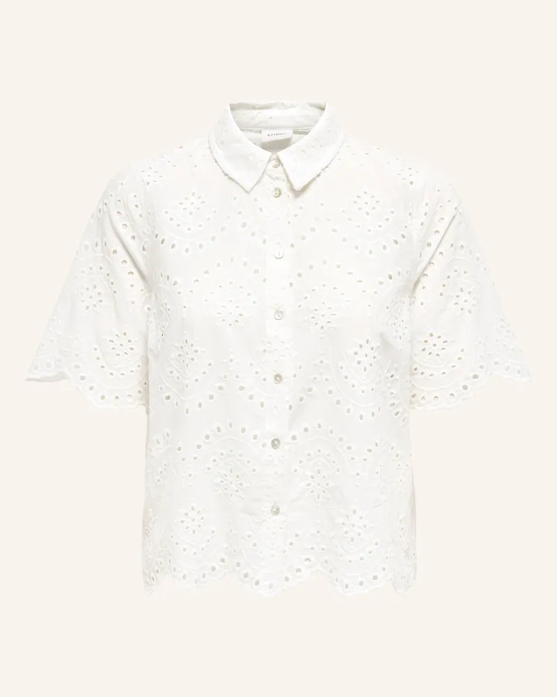 only Hemdbluse aus Lochspitze Weiss