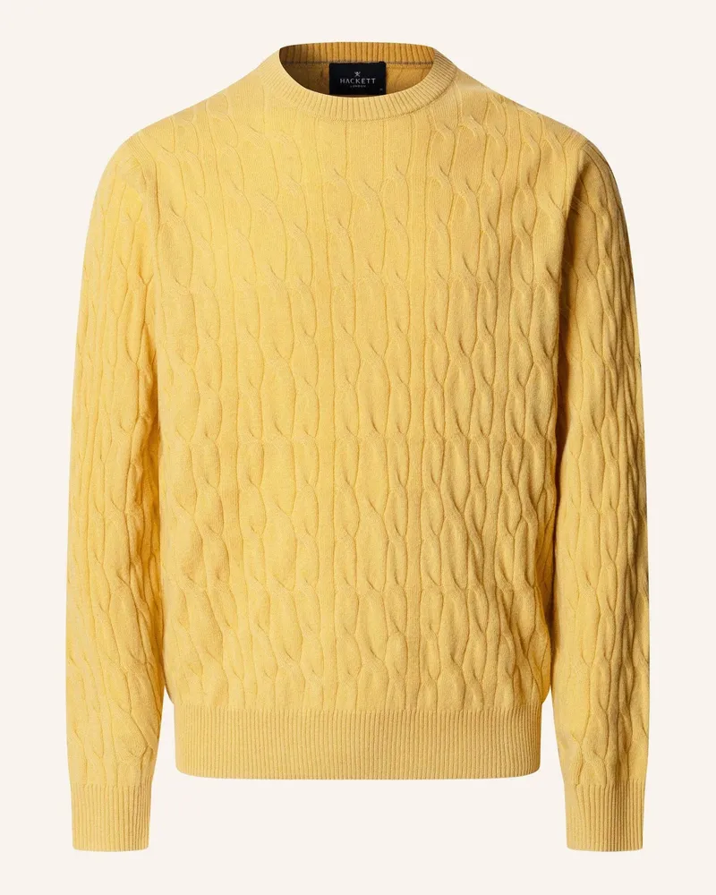 Hackett Pullover LW CABLE CREW Gelb