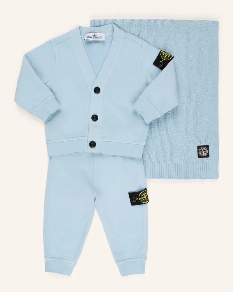 Stone Island Set: Sweatjacke, Hose Und Schal blau Hellblau