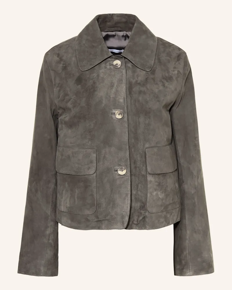Mrs & HUGS Lederjacke grau Dunkelgrau