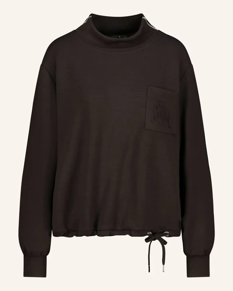 monari Sweatshirt mit Schmuckperlen Schwarz