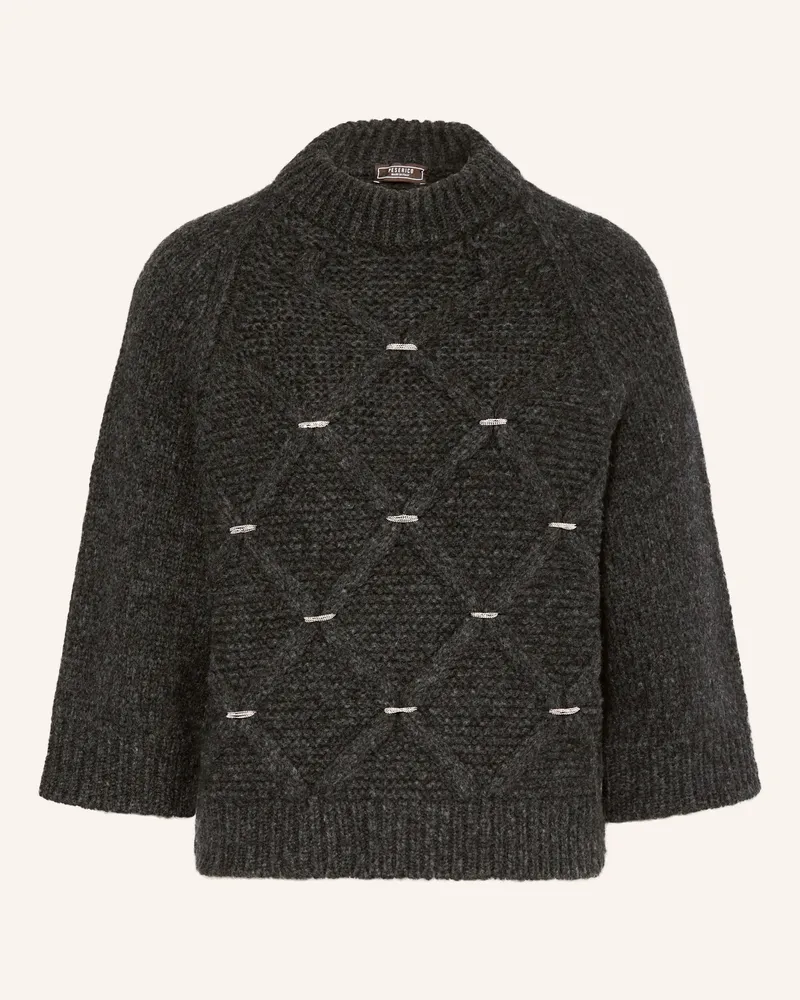 Peserico Pullover mit Alpaka und Glitzergarn Schwarz