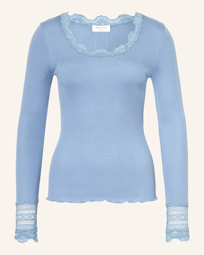 Rosemunde Longsleeve BENITA aus Seide mit Spitze Hellblau