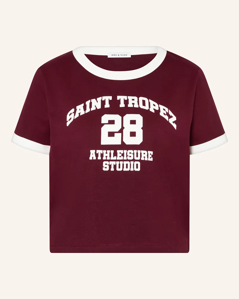 Mrs & HUGS T-Shirt Dunkelrot