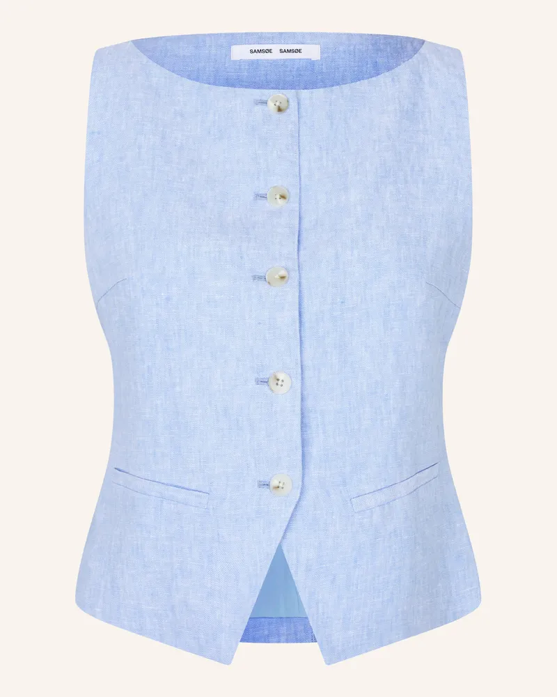 Samsøe & Samsøe Blazerweste Saloves Aus Leinen blau Hellblau