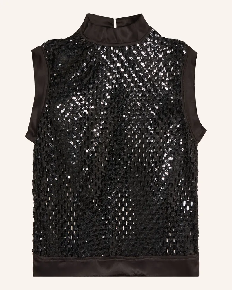 SEM PER LEI Stricktop Mit Pailletten schwarz Schwarz