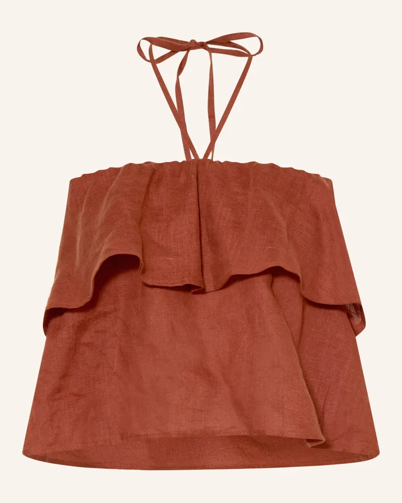 Drykorn Leinentop Rivana Mit Volants braun Braun