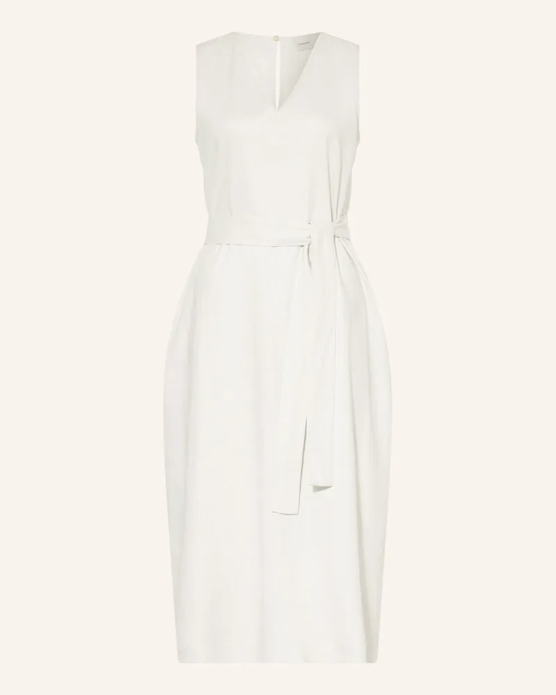Calvin Klein Kleid Mit Leinen weiss Hellgrau