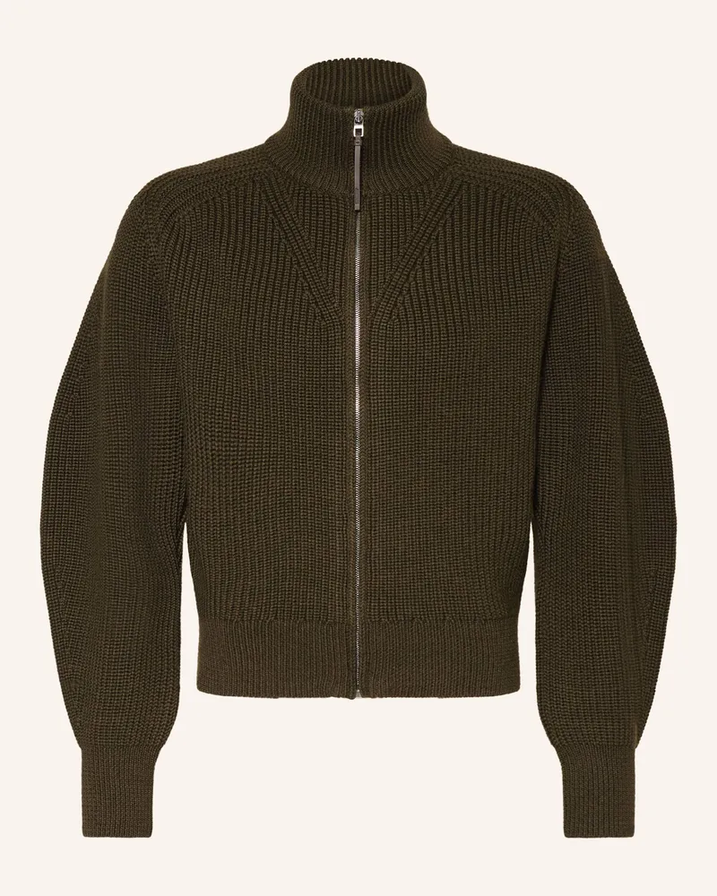 Jacquemus Strickjacke LE CARDIGAN ZIPPE MERINO aus Merinowolle Khaki