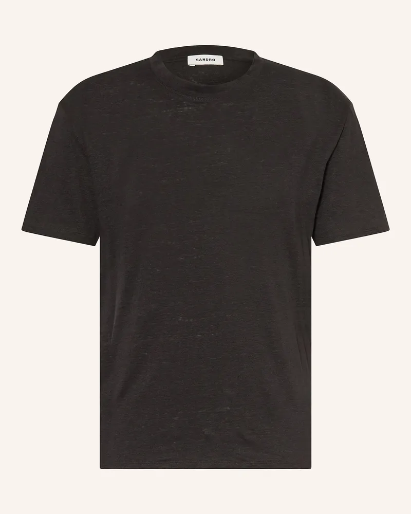Sandro T-Shirt Aus Leinen schwarz Schwarz
