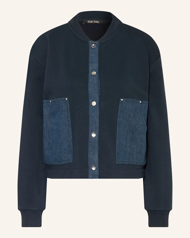 MARC AUREL Sweatjacke Im Materialmix blau Dunkelblau