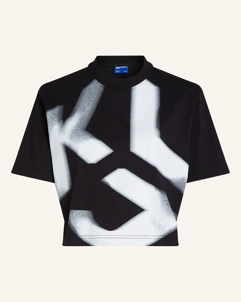 Karl Lagerfeld KLJ MONOGRAM GEBLEICHTES T-SHIRT Schwarz