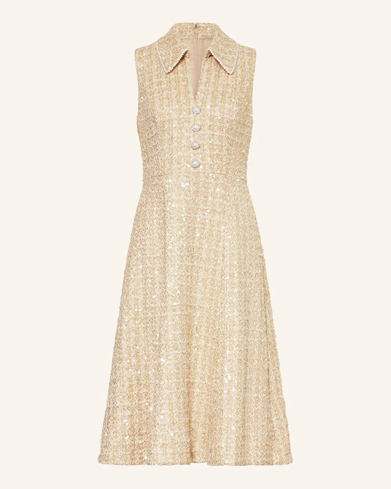 Adrianna Papell Cocktailkleid mit Glitzergarn und Pailletten Ecru