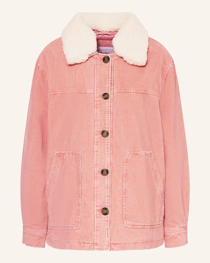 Pepe Jeans Cordjacke TALA mit abnehmbarem Kunstfell Rosa