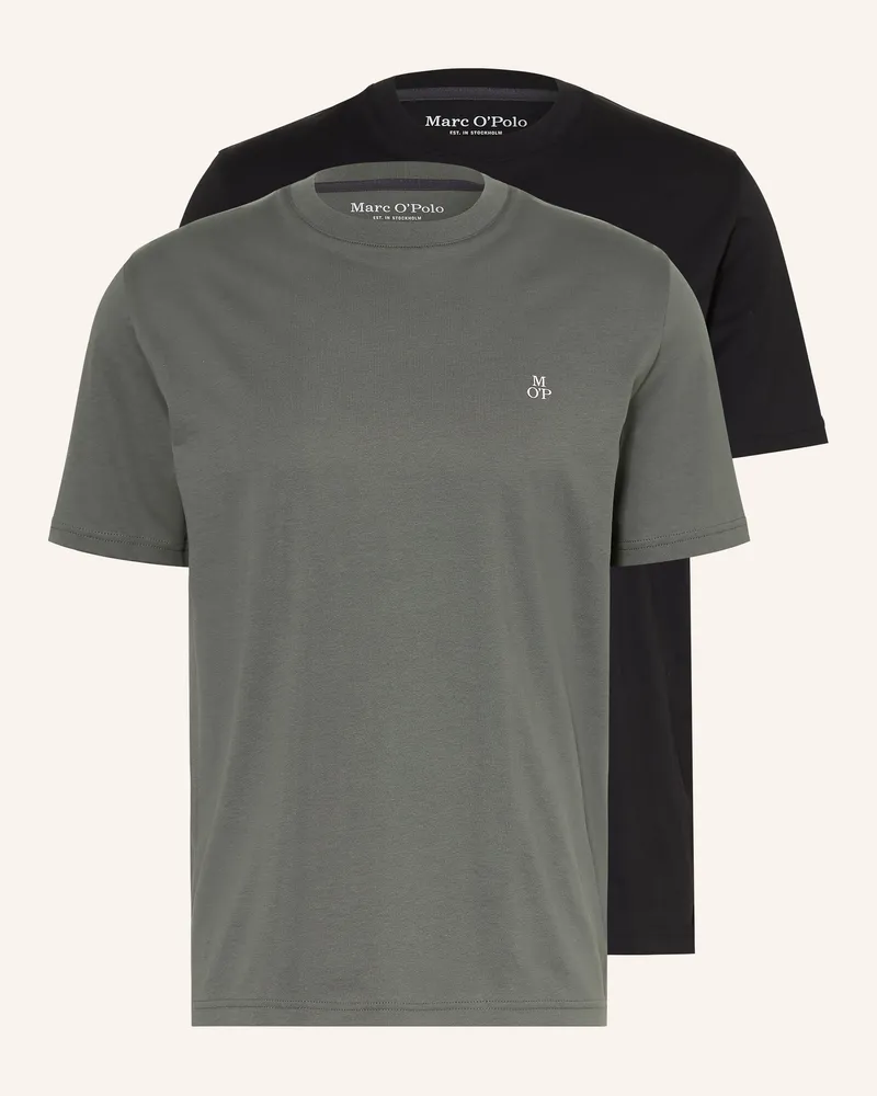 Marc O'Polo 2er-Pack T-Shirts schwarz Khaki