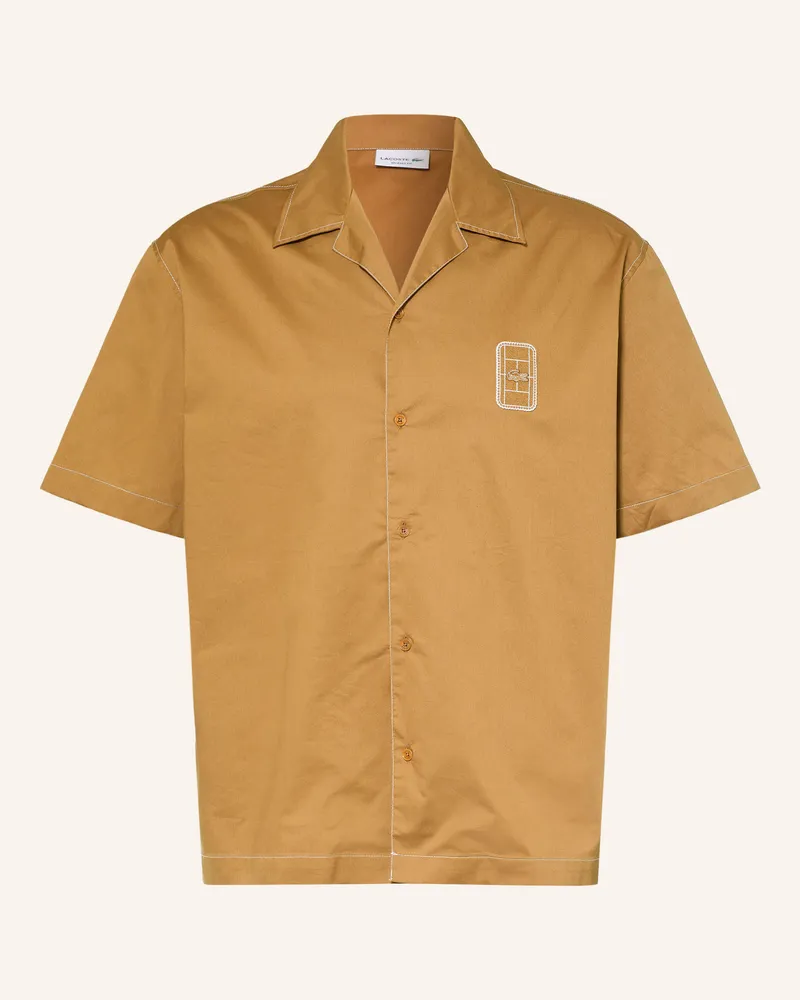 Lacoste Resorthemd Relaxed Fit braun Cognac