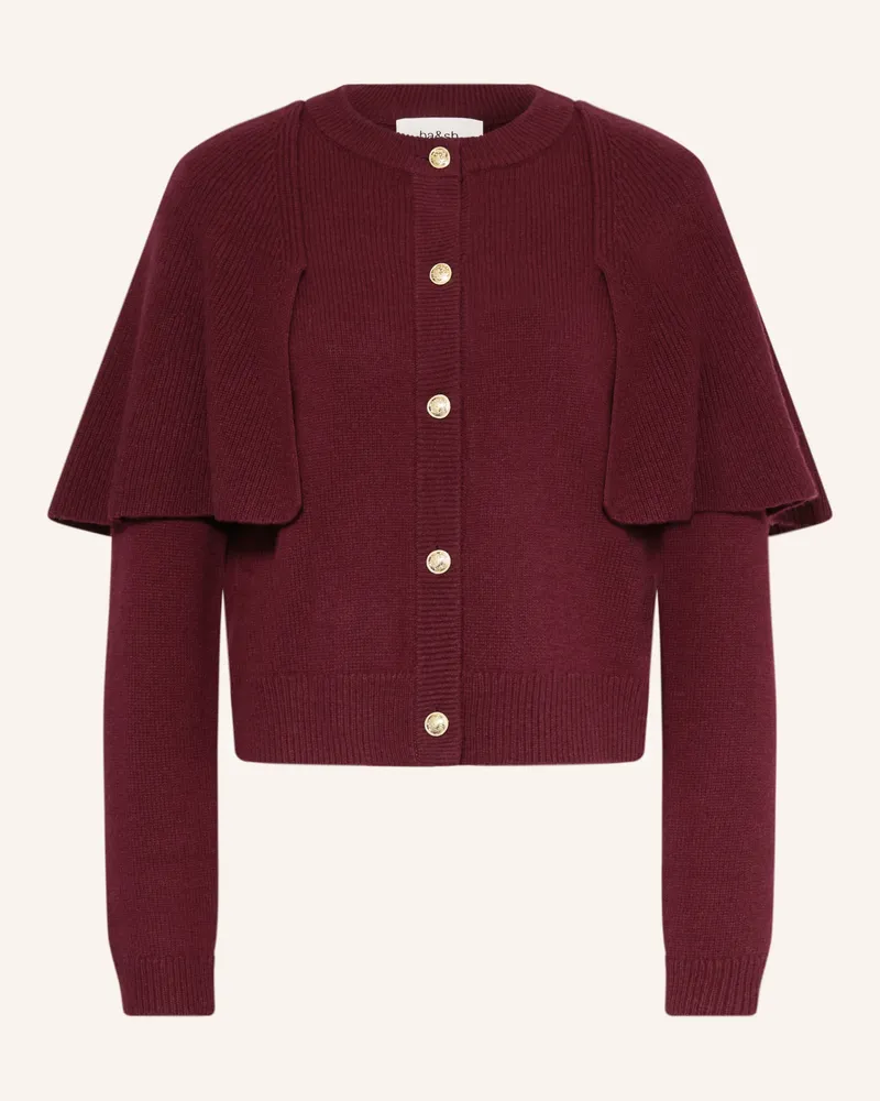 ba&sh Strickjacke PEGGY mit Volants Dunkelrot