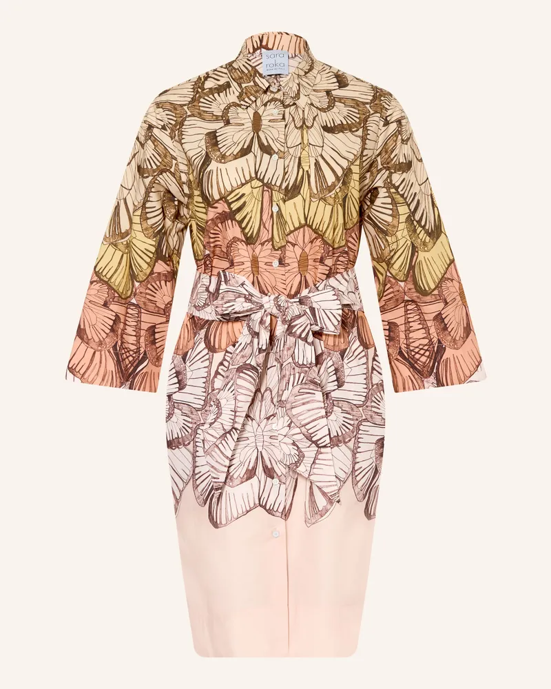 Sara Roka Hemdblusenkleid mit 3/4-Arm Hellrosa