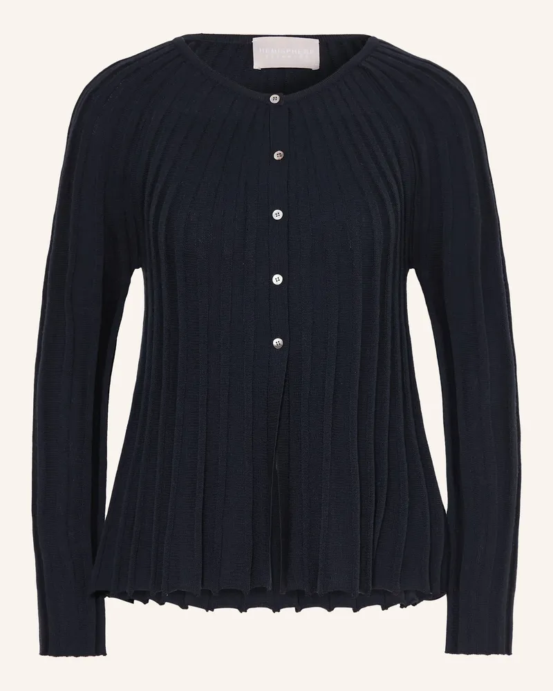 hemisphere Strickjacke aus Merinowolle Dunkelblau